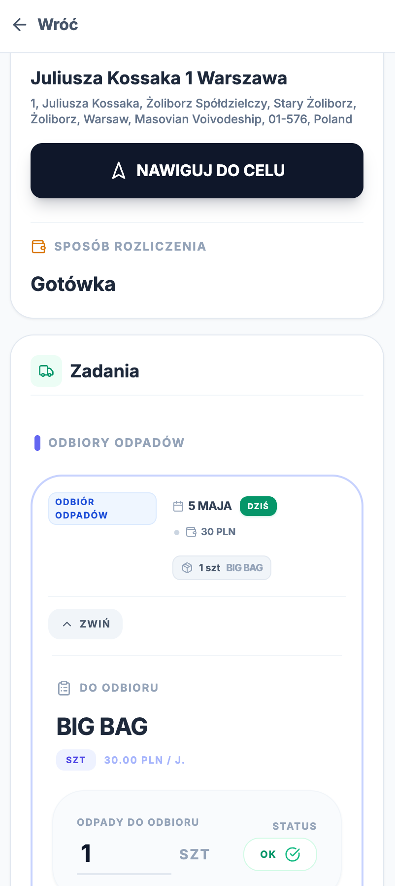 Nawigacja GPS do klienta i inwentaryzacja pojemników w terenie